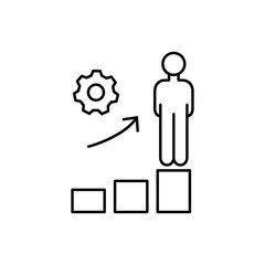 Gear growth man finance icon. Element of overpopulation thin line icon