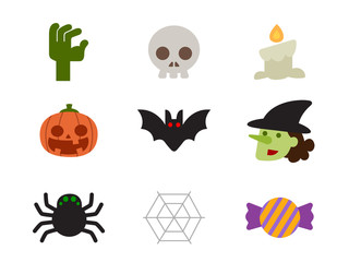 Halloween icon set of characters design in flat design.