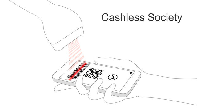Cashless society and digital payments (Barcode)