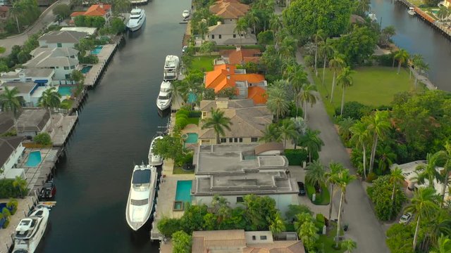 Aerial tour luxury real estate Fort Lauderdale Florida