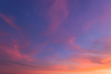 Twilight sky in the evening with colorful sunlight,dusk