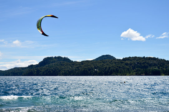 kitesurfing on lake