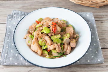 Stir Fried Pork with Shrimp Paste and bitter beans