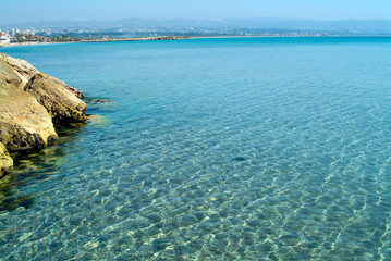 Beautiful Mediterranean view on the coast of Lebanon between Sidon and Tyre