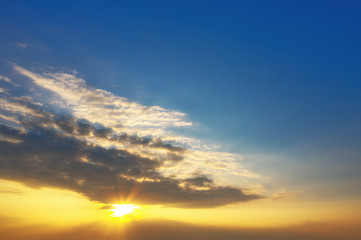 Dramatic sunset and sunrise sky background for image that needs to be change a sky to beautiful, soft focus.