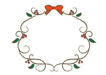 リボンのリースフレーム　かわいい