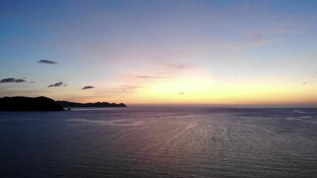 日本海　若狭美浜の夕焼け　福井県三方郡　ドローン空撮