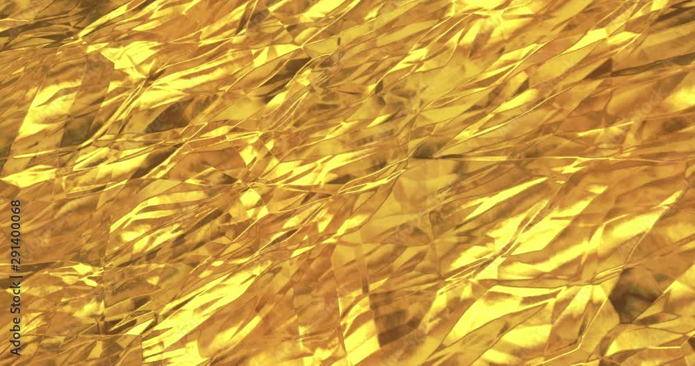 Poster golden foil background. gold texture 3d rendering loop 4k