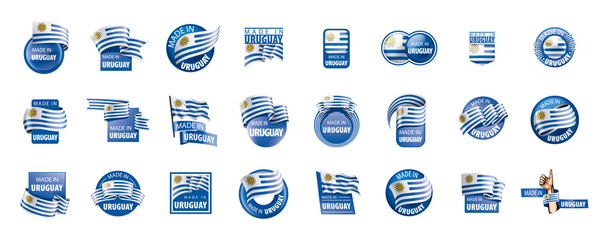Uruguay flag, vector illustration on a white background. - obrazy, fototapety, plakaty