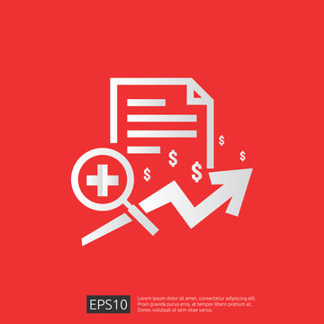expensive health medicine cost concept. healthcare spending or expenses. Flat design vector illustration.