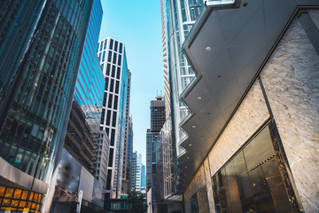 Fototapeta premium Modern office building close up in Hong Kong