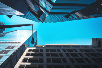 Fototapeta premium Modern office building close up in Hong Kong