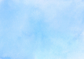 Abstract watercolor blue background. Blue sky. Paper and watercolor texture. Hand-drawn. With copy space for text or image
