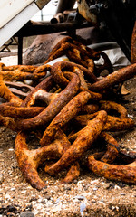 rusty anchor on beach