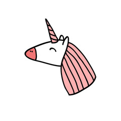 unicorn doodle icon, vector illustration