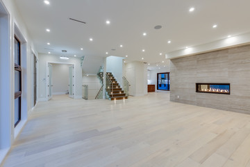 Interior design of a modern living room in the newly built house or apartment, hotel room without...