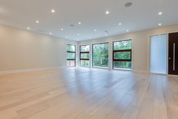 Interior design of a modern living room in the newly built house or apartment, hotel room without furniture