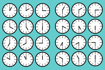 set of clocks for day time schedule