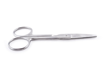 Obraz premium Metal scissors. Sharp scissors on white background.