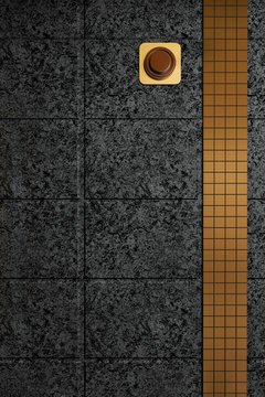 3D illustration of a fragment of wall with button