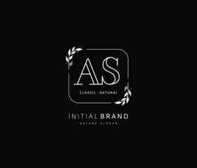 A S AS Beauty vector initial logo, handwriting logo of initial signature, wedding, fashion, jewerly, boutique, floral and botanical with creative template for any company or business.