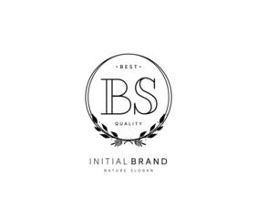 B S BS Beauty vector initial logo, handwriting logo of initial signature, wedding, fashion, jewerly, boutique, floral and botanical with creative template for any company or business.