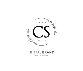 Obraz premium C S CS Beauty vector initial logo, handwriting logo of initial signature, wedding, fashion, jewerly, boutique, floral and botanical with creative template for any company or business.