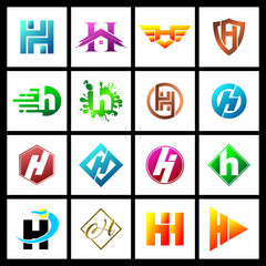 Set of letter H simple logo icon design vector