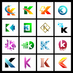 Set of letter K simple logo design vector