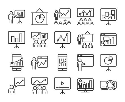 20 Business icons. Business Presentation line icon set. Vector illustration.