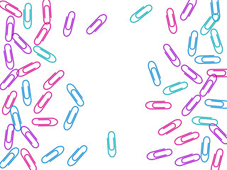 Stationary paperclips isolated on white background