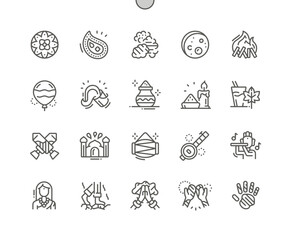 Holi Well-crafted Pixel Perfect Vector Thin Line Icons 30 2x Grid for Web Graphics and Apps. Simple Minimal Pictogram