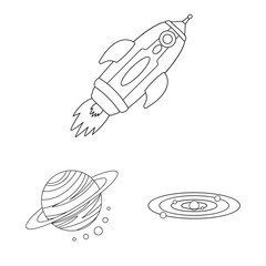 Vector design of space and galaxy icon. Set of space and travels vector icon for stock.