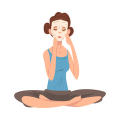 Girl Applying Mask on Her Face Caring for Herself, Young Woman in Everyday Life, Daily Routine Vector Illustration
