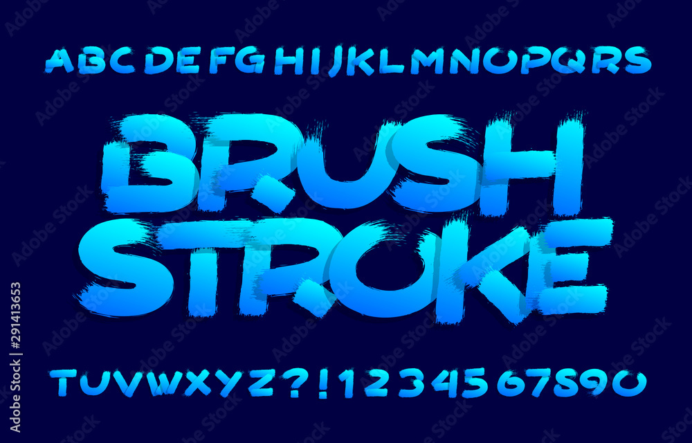 Fototapete brushstroke alphabet font. uppercase hand drawn letters and numbers. stock vector typescript for you