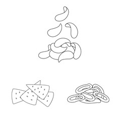 Vector illustration of product and menu logo. Set of product and flavor stock symbol for web.