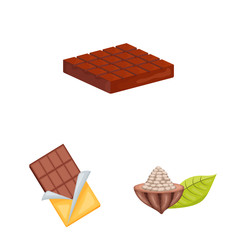 Vector design of cocoa and beans symbol. Set of cocoa and sweetness vector icon for stock.