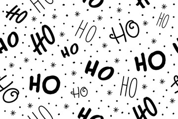 Ho ho ho Santa Claus laugh. Seamless texture pattern isolated white background.