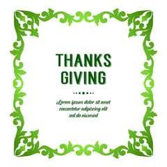 Banner element of thanksgiving, with design plant of green foliage frame. Vector