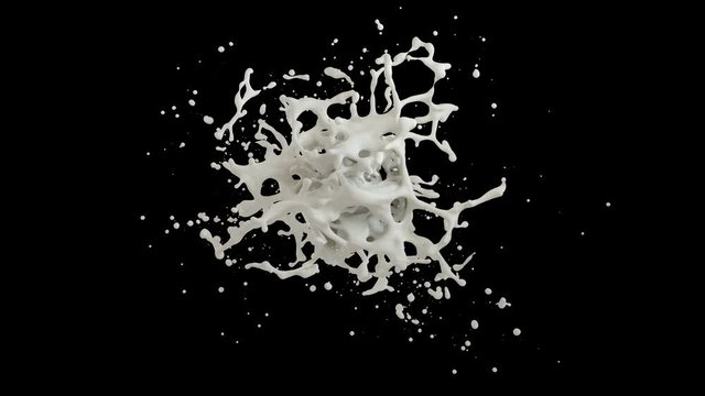3D animation of a milk splash with alpha layer