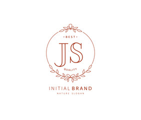 Obraz na płótnie Canvas J S JS Beauty vector initial logo, handwriting logo of initial signature, wedding, fashion, jewerly, boutique, floral and botanical with creative template for any company or business.