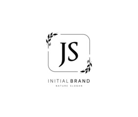 J S JS Beauty vector initial logo, handwriting logo of initial signature, wedding, fashion, jewerly, boutique, floral and botanical with creative template for any company or business.
