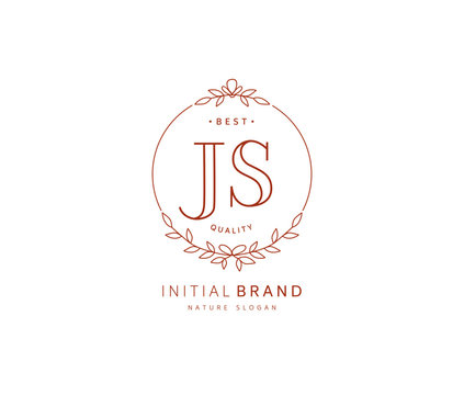 J S JS Beauty vector initial logo, handwriting logo of initial signature, wedding, fashion, jewerly, boutique, floral and botanical with creative template for any company or business.