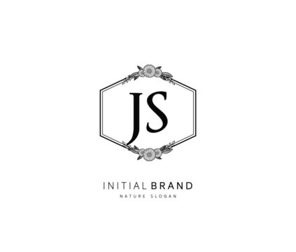 J S JS Beauty vector initial logo, handwriting logo of initial signature, wedding, fashion, jewerly, boutique, floral and botanical with creative template for any company or business.