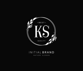 K S KS Beauty vector initial logo, handwriting logo of initial signature, wedding, fashion, jewerly, boutique, floral and botanical with creative template for any company or business.