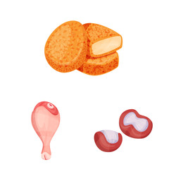 Isolated object of meat and raw logo. Collection of meat and grilled vector icon for stock.