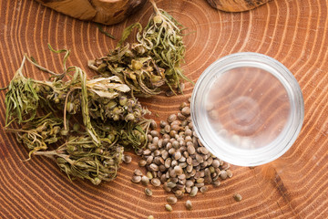 Cannabis extract with leaves