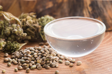 Cannabis extract with leaves