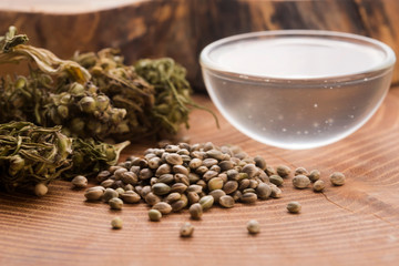 Cannabis extract with leaves