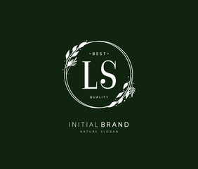 L S LS Beauty vector initial logo, handwriting logo of initial signature, wedding, fashion, jewerly, boutique, floral and botanical with creative template for any company or business.